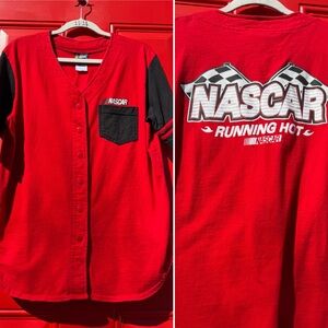 90s Nascar Red and Black Button Down Shirt